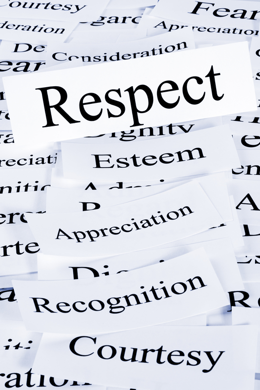 Words emphasizing respect and positive values.